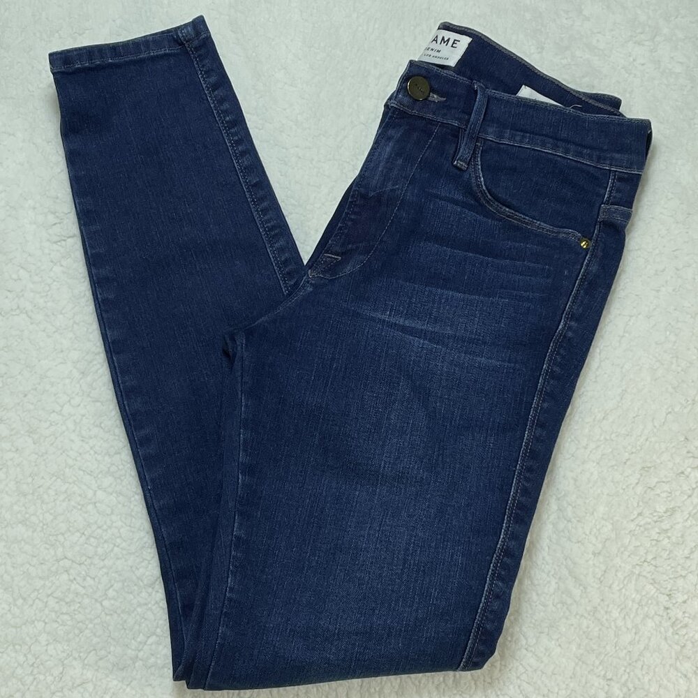 FRAME Jeans Womens Size 27 Blue Le High Skinny Ankle High Rise Dark Wash 27x28 - Picture 1 of 11